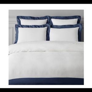 NEW William Sonoma Home Washed Linen Bedding Navy King Duvet and 2 King Shams